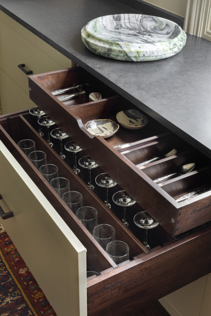 open kitchen drawer for silverware and accessories